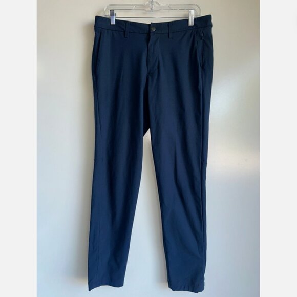 LULULEMON Commission Slim Warpstreme Pant Size 32 Navy Blue Chino